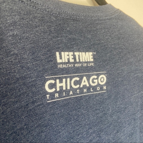 Men’s Blue Chicago Triathlon Shirt Large Sports Running Swimming Biking Fitness - Picture 4 of 7